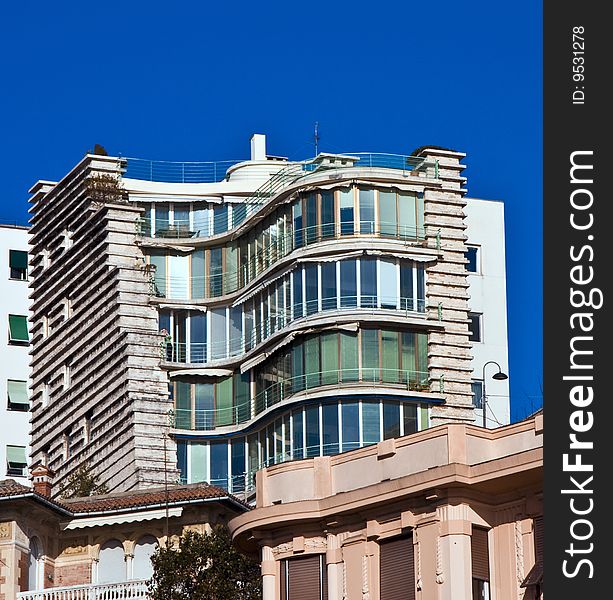 Apartments in a modern building in Genoa, Italy. Modern italian architecture. Apartments in a modern building in Genoa, Italy. Modern italian architecture