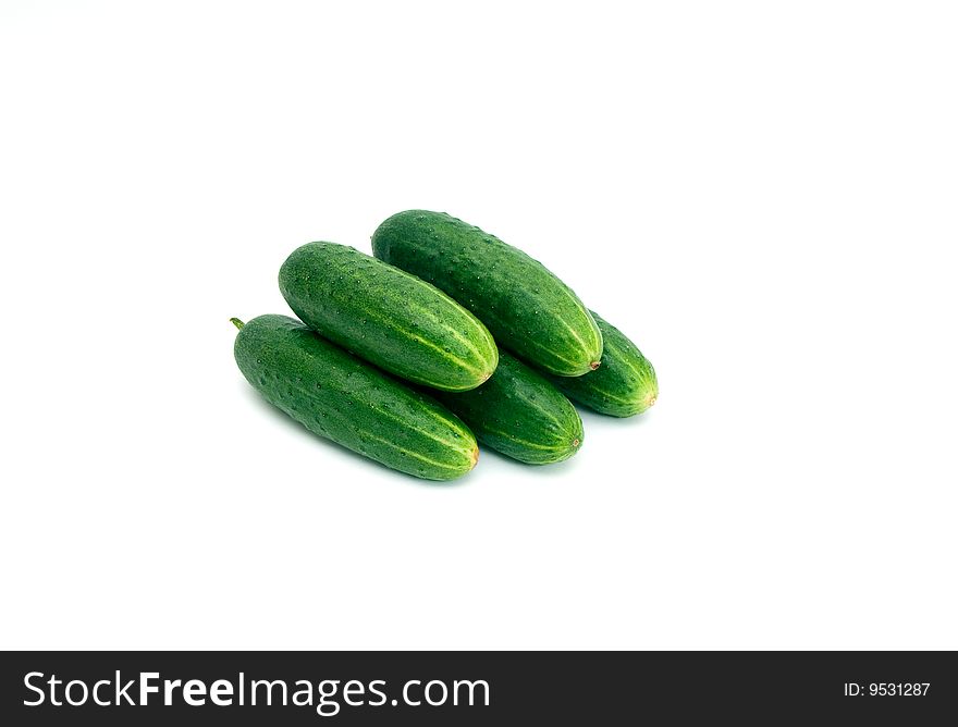 Fresh cucumbers isolated on white