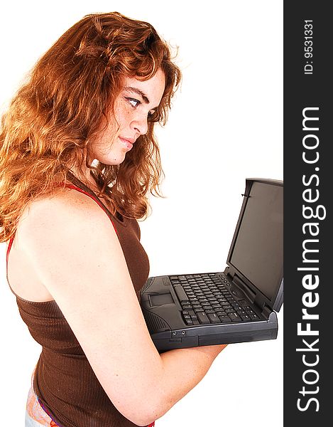 Schoolgirl with laptop.