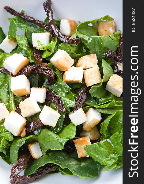 Traditional Greek green salad with cheese