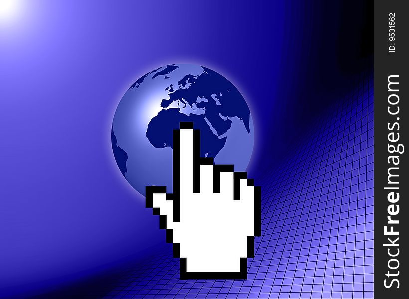A image of a world globe with a cursor on it. A image of a world globe with a cursor on it.