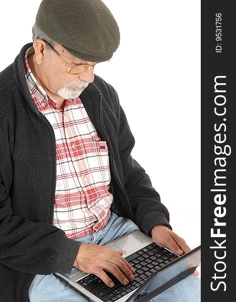 Senior with laptop computer