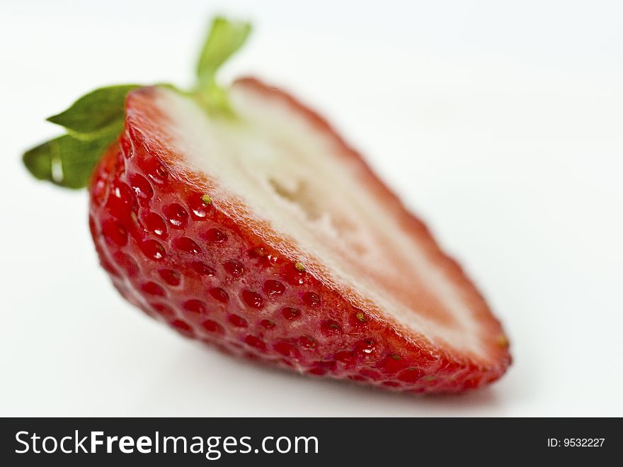 Juicy strawberry sliced in half