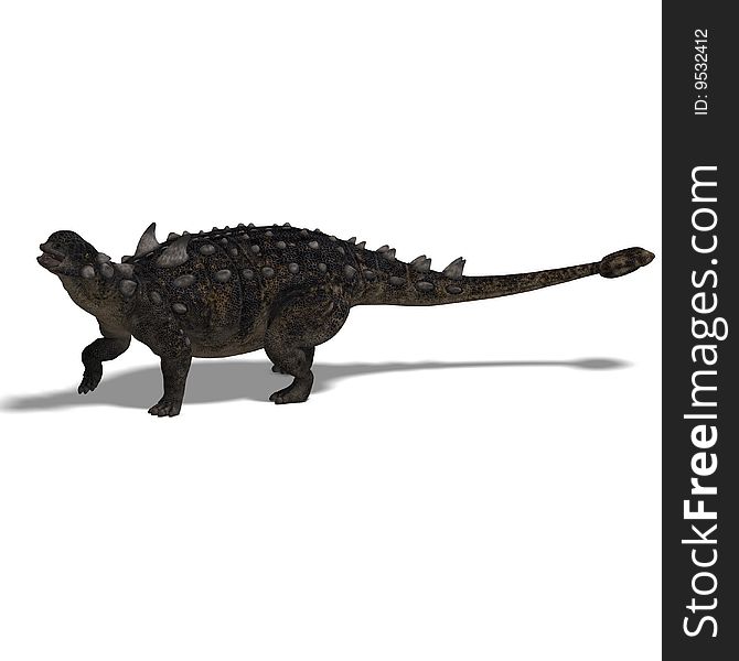 3D Render of the dinosaur Euoplocephalus With Clipping Path over white