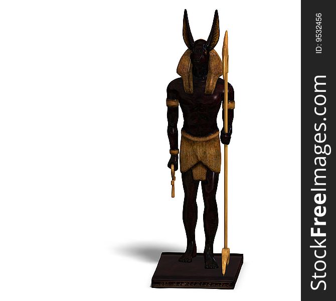 Rendering of anubis statue With Clipping Path and shadow over white. Rendering of anubis statue With Clipping Path and shadow over white