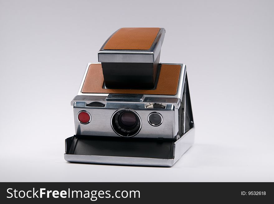 An old Polaroid leather land film camera. An old Polaroid leather land film camera.
