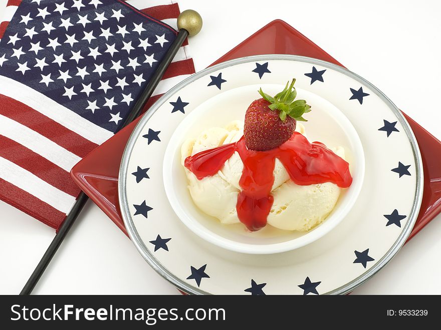 Ice Cream and American Flag Background