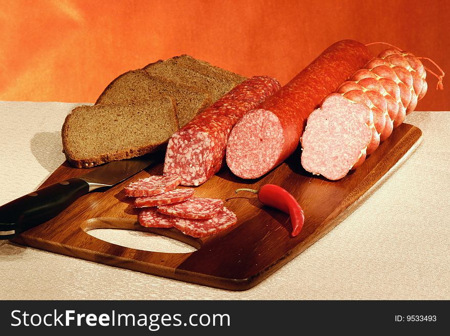 Variety of smoked sausages