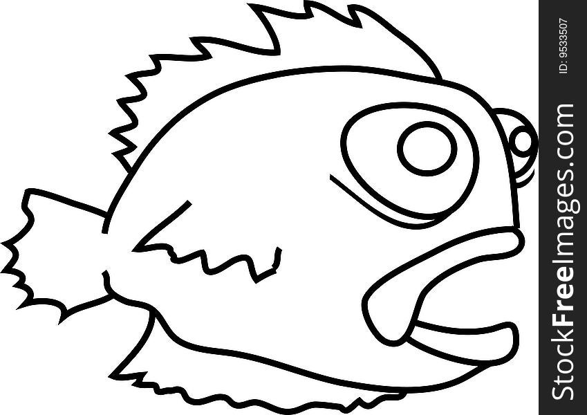 Vector illustration of a cartoon fish. Vector illustration of a cartoon fish