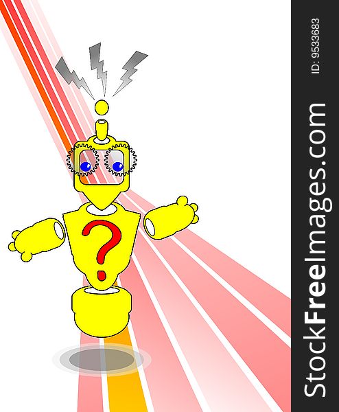 Question robot illustration, metaphor for education and learning. Eps vector file available.