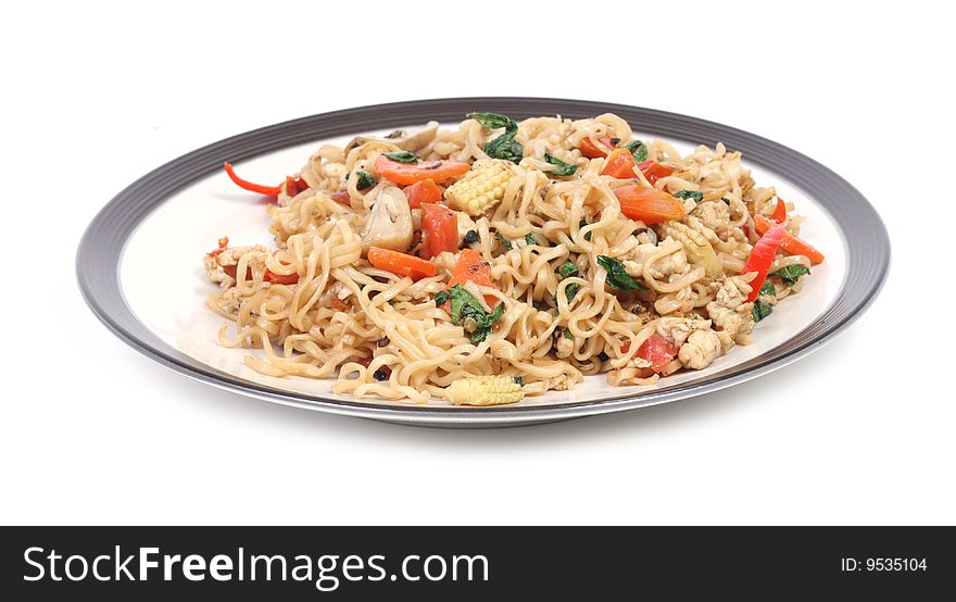 Noodle macro with vegetables