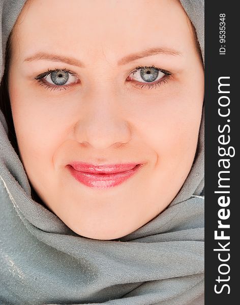 Happy moslem woman close-up portrait