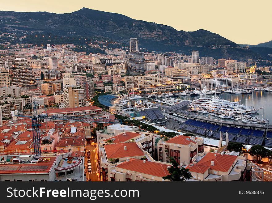 View of Monaco at night