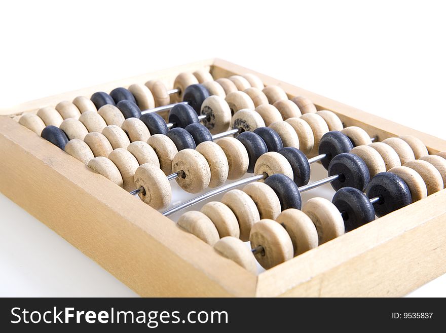 Wooden abacus on white ground