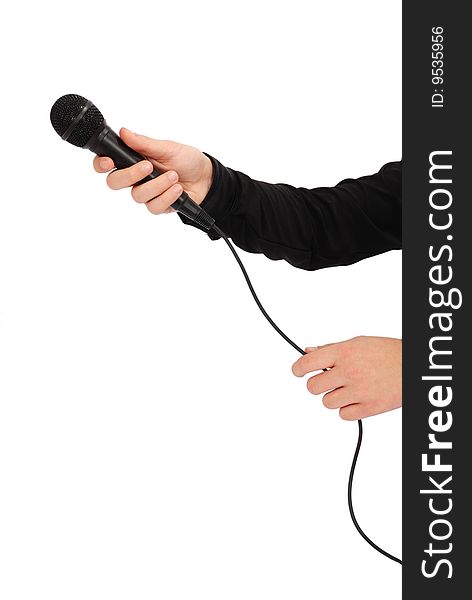 Hand with microphone