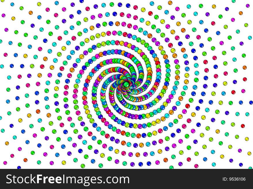 Colorful balls spiral background isolated