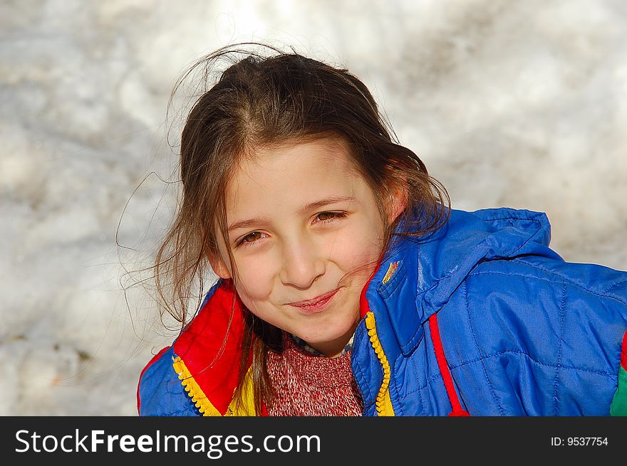 Smiling girl in the snow. Smiling girl in the snow
