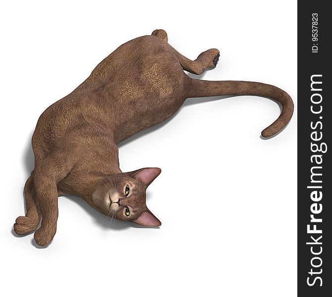 Rendering of a cat with Clipping Path and shadow over white