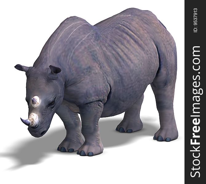 Rendering of a Rhinoceros with clipping path over white. Rendering of a Rhinoceros with clipping path over white