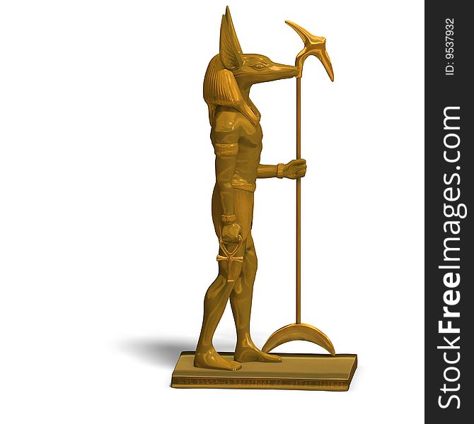 Rendering of anubis statue With Clipping Path and shadow over white. Rendering of anubis statue With Clipping Path and shadow over white