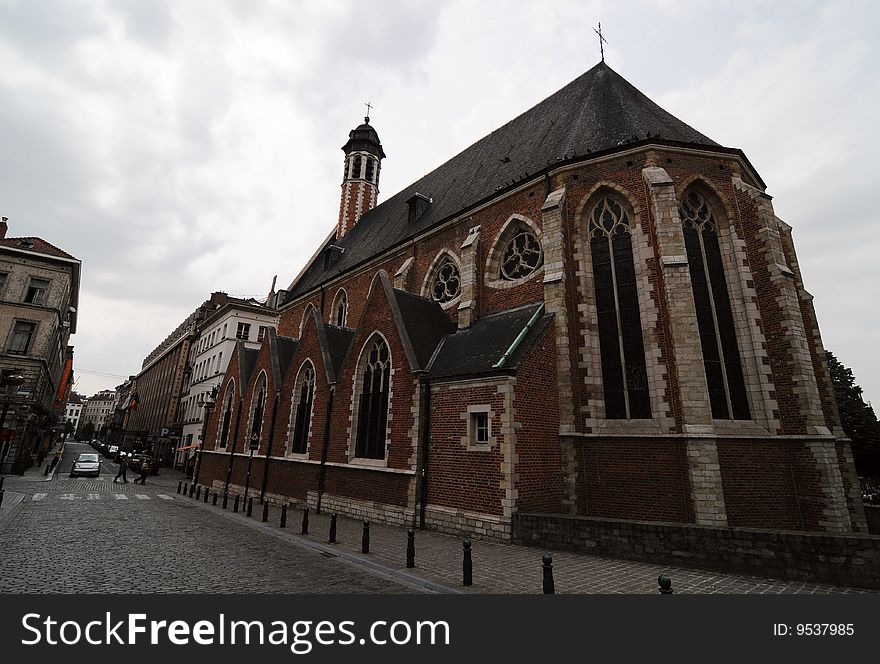 Outside view of a historic church in Brussels. Outside view of a historic church in Brussels.