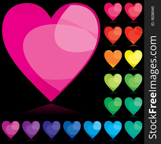 Set of color hearts - vector illustration