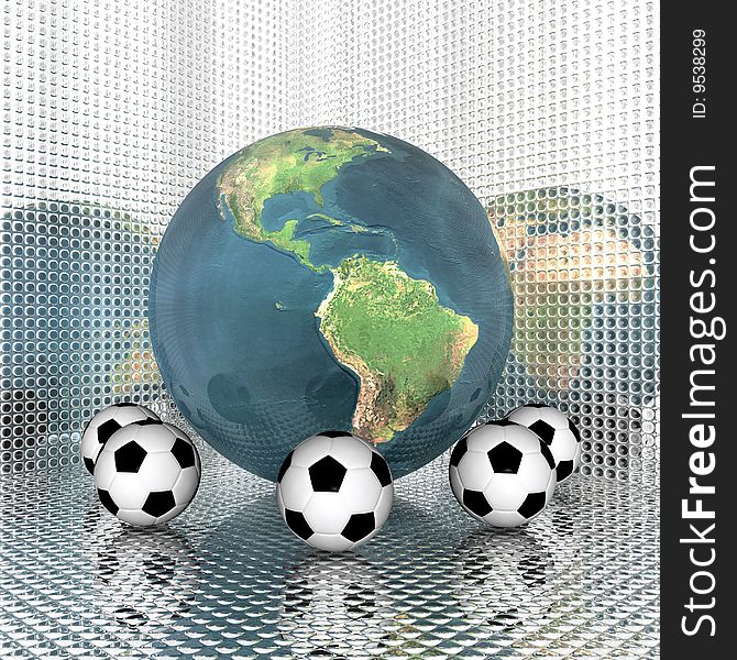 3d Soccer ball with earth