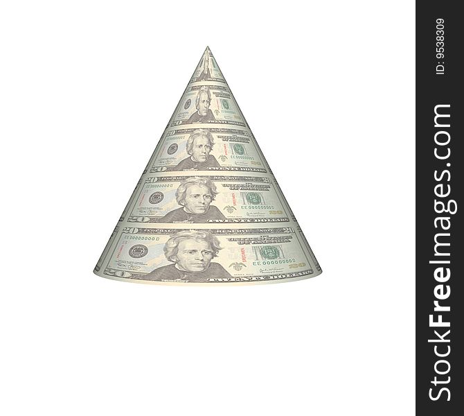 Us dollar note pyramid isolated on a white. Us dollar note pyramid isolated on a white