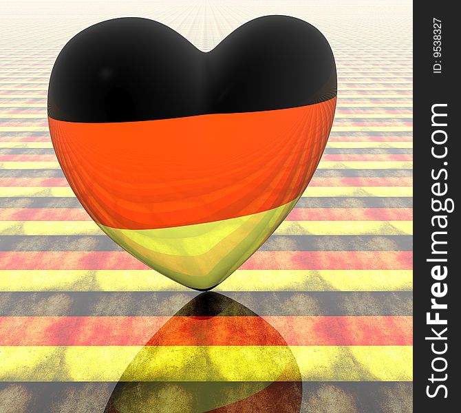 3d heart with germany flag texture. 3d heart with germany flag texture