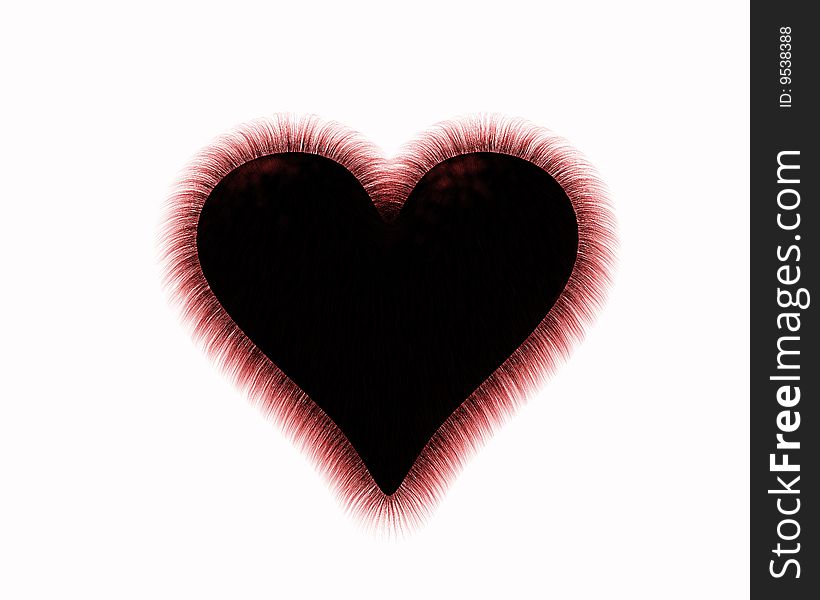 Fur heart isolated on a white background