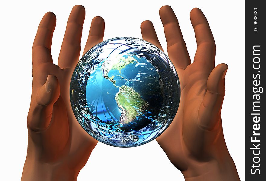 3D earth on 3D hands
