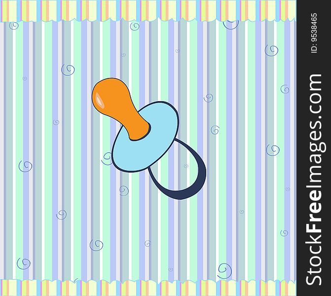 Cartoon vector illustration of  retro funky background with Cute infant pacifier