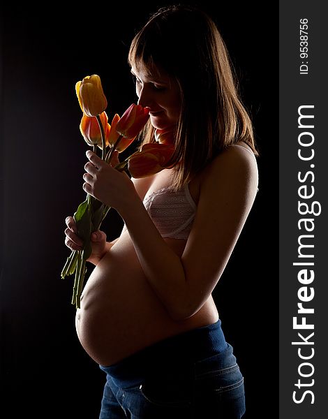 Pregnant Woman With Flowers