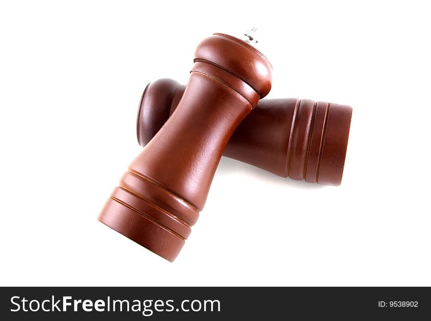 Pepper and salt isolated on a white background