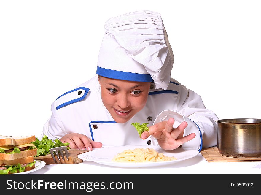 Beautiful woman in chef images