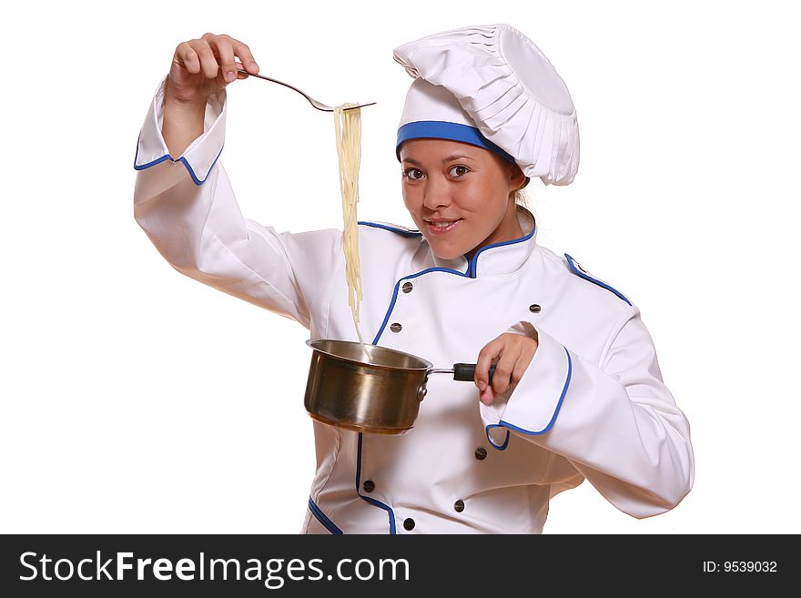 Beautiful woman in chef image