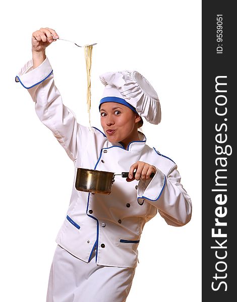 Beautiful Woman In Chef Image