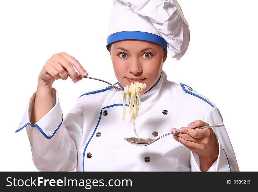 Beautiful Woman In Chef Image