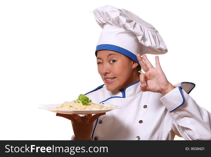 Beautiful woman in chef images