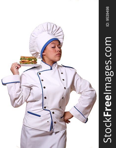 Beautiful Woman In Chef Image