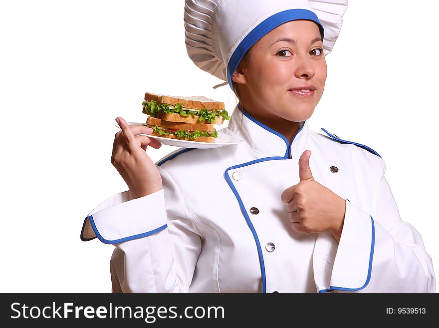 Beautiful woman in chef image