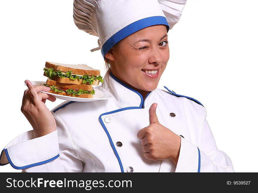 Beautiful woman in chef image