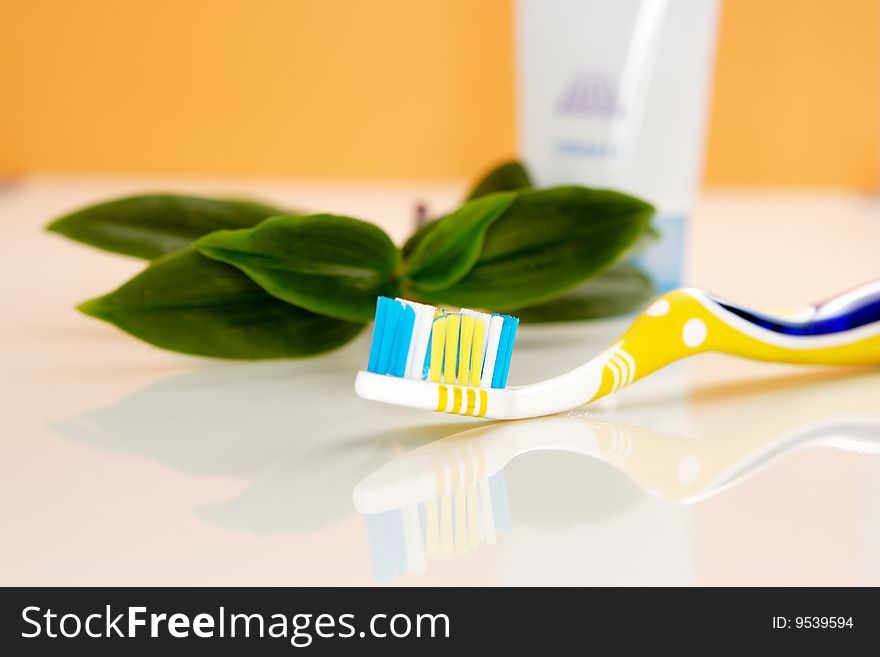 Toothbrush on the beautiful blur background