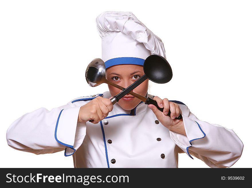 Beautiful woman in chef images