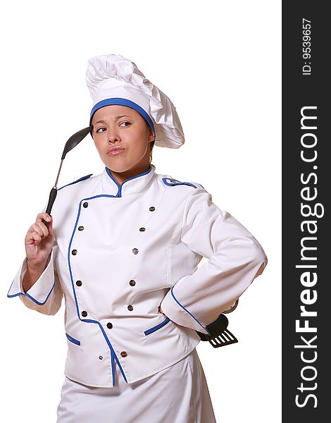 Beautiful woman in chef image