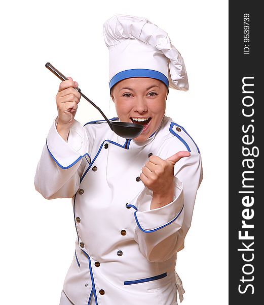 Beautiful Woman In Chef Image