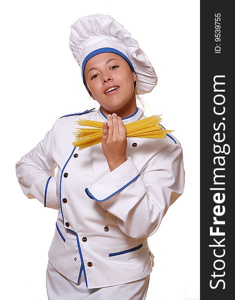 Beautiful woman in chef image