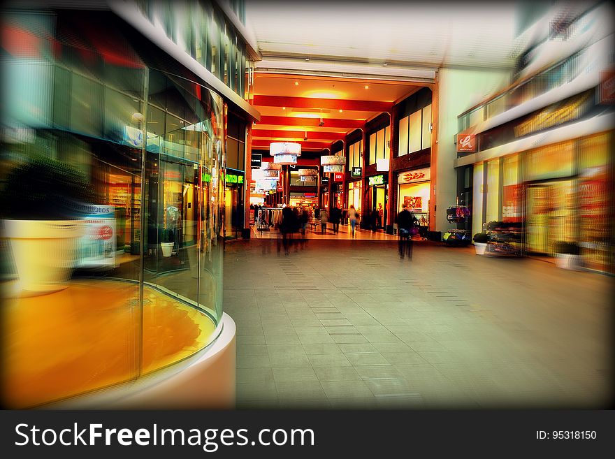 Interior Of Shopping Center With Blur Of Motion