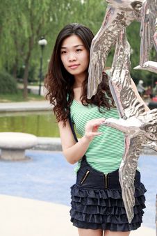 Asian Girl Outdoors. Stock Photos