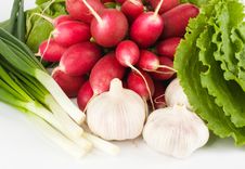 Spring Onions, Garlic, Lettuce And Radish Stock Photography Spring Onions, Garlic, Lettuce And Radish Stock Photography